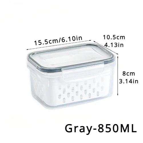 Clear Fresh-Keeper Box – Drain Basket for Veggies & Fruits!