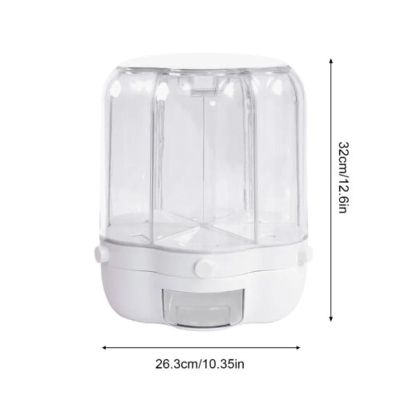 Rotating Food Storage Containers With Lid For Rice Beans Grains